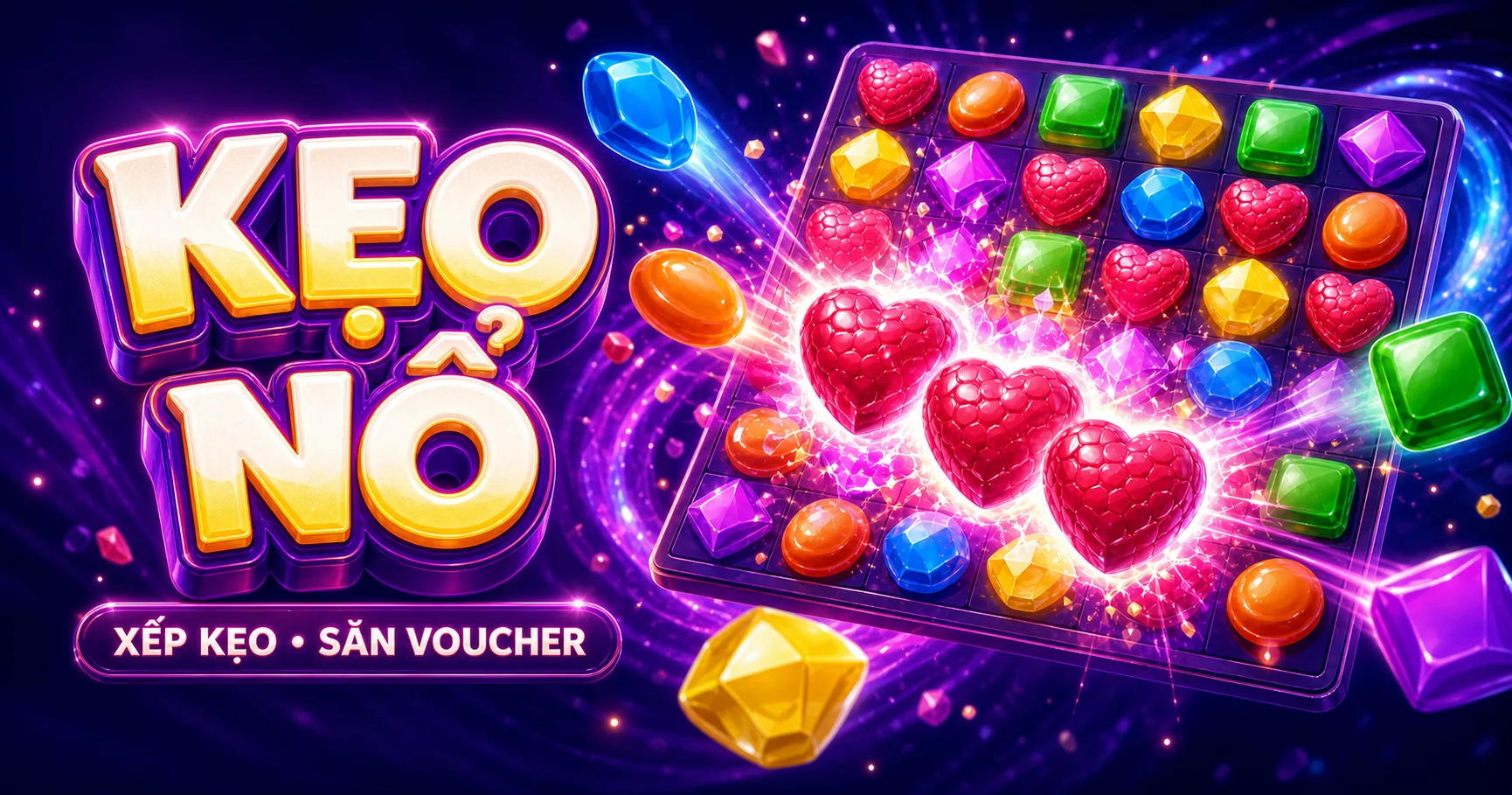 Kẹo Nổ – game xếp ngọc cổ điển hẹn giờ săn voucher Bigstep