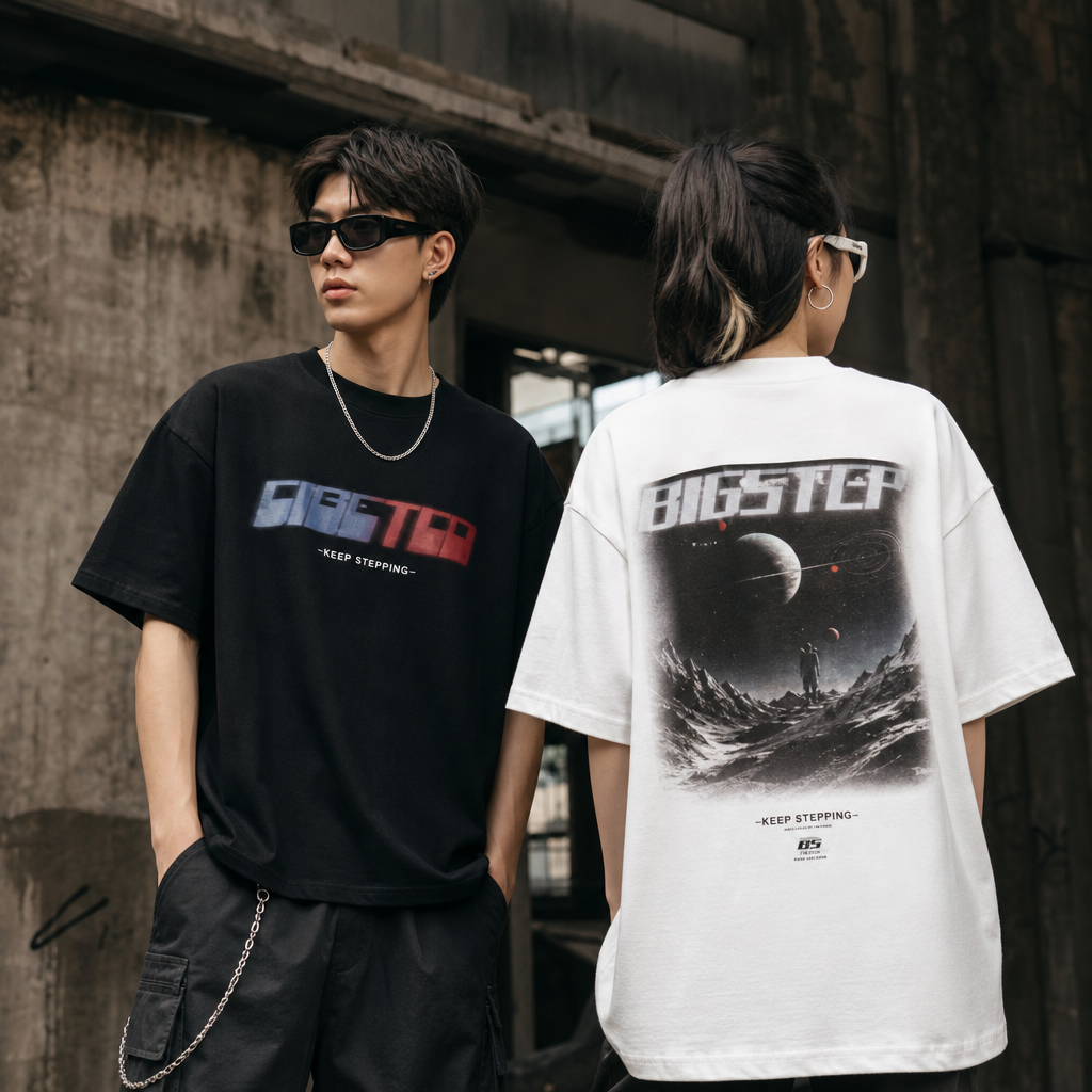 áo thun boxy illustration for Áo thun Boxy & Oversize Bigstep: Xu hướng Local Brand hot nhất