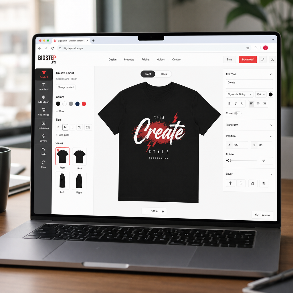 tự thiết kế áo thun illustration for Gen Z Vì Sao Thích Tự Thiết Kế Áo Thun tại Bigstep.vn? Công Cụ Thiết Kế Online, Đặt Hàng