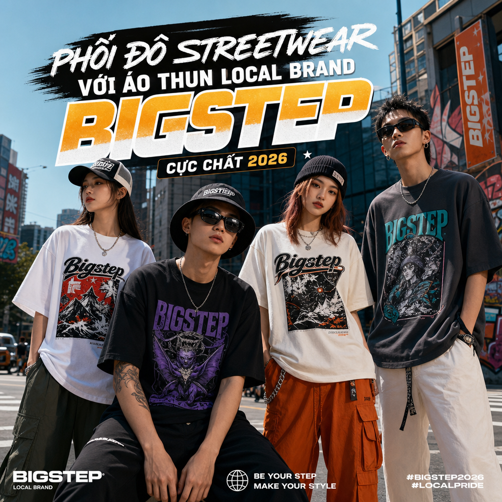 Phối đồ streetwear với áo thun local brand Bigstep cực chất 2026