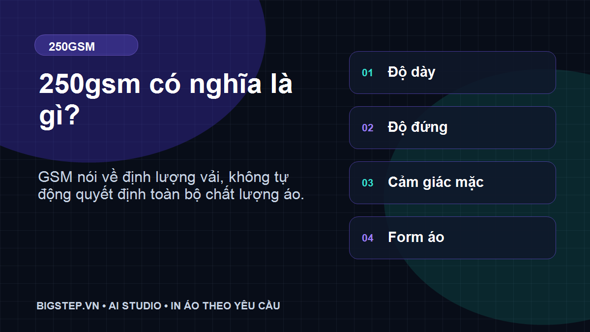Giải thích chất vải áo thun 250gsm và cảm giác mặc