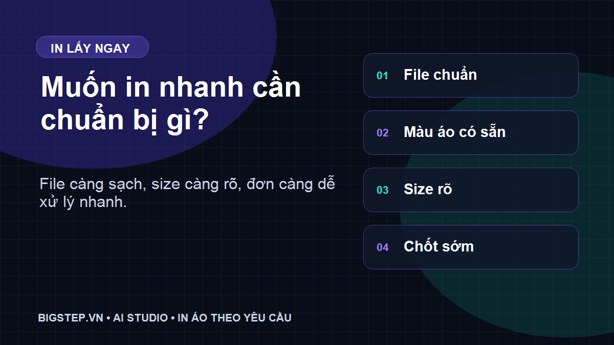 Chuẩn bị file và size để in áo lấy ngay