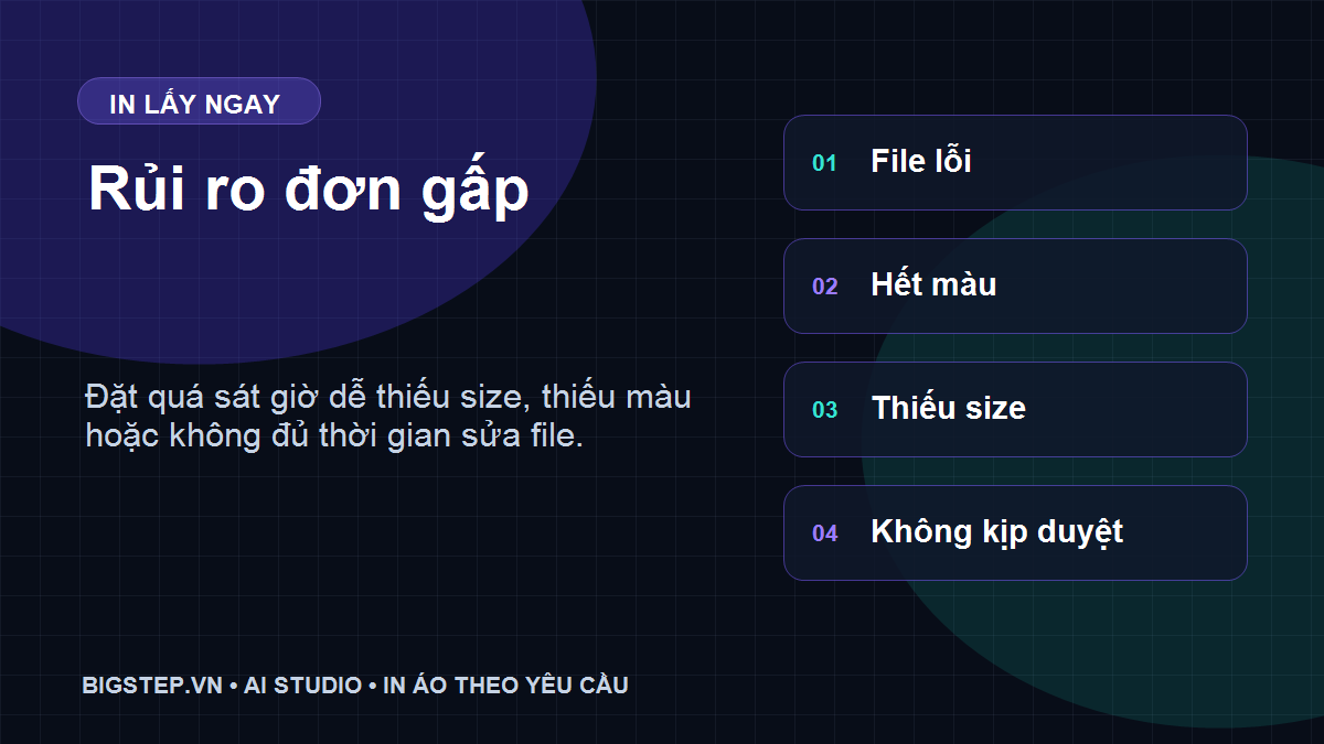 Rủi ro thường gặp khi đặt in áo lấy ngay quá gấp