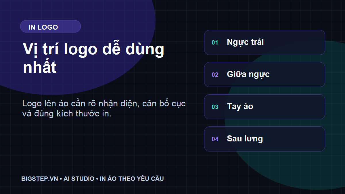 Các vị trí in logo phổ biến trên áo thun