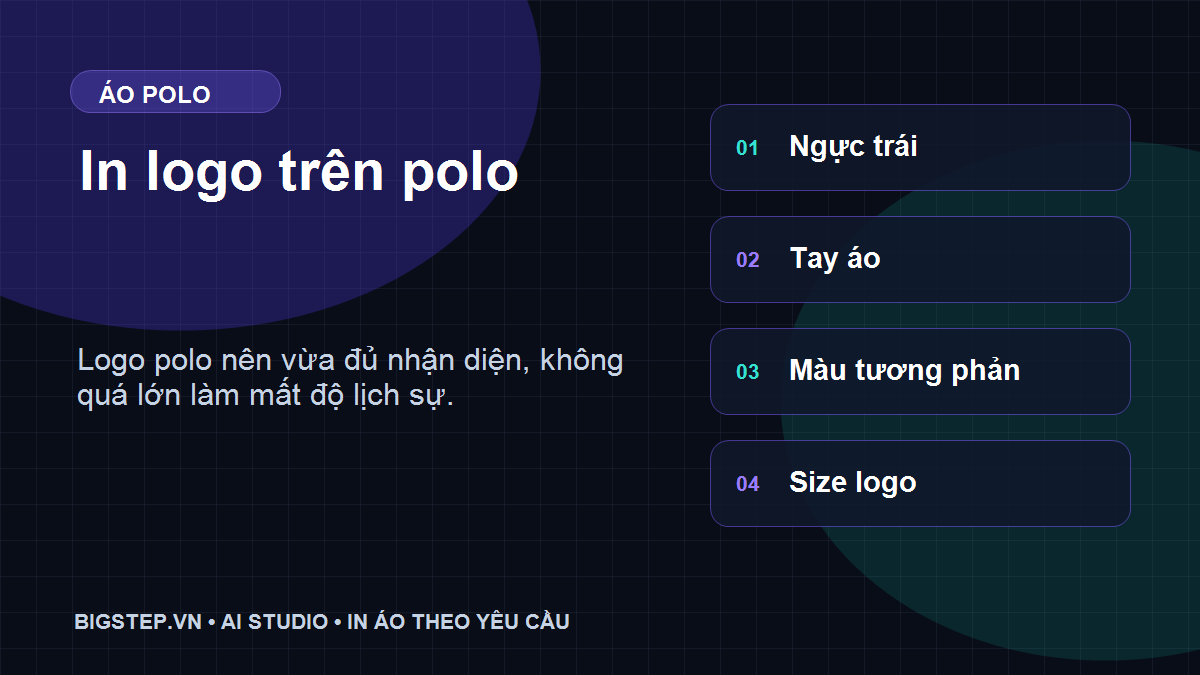 Lưu ý kích thước và vị trí in logo trên áo polo