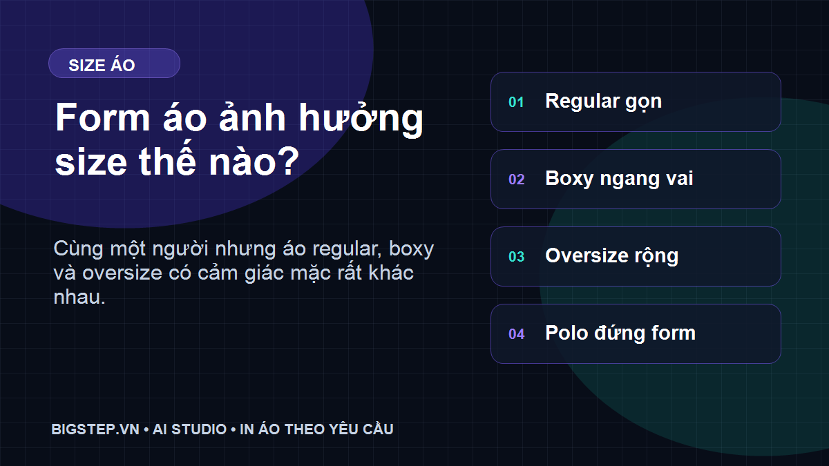 So sánh form áo regular boxy oversize polo khi chọn size