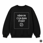 Áo Sweatshirt nỉ chân cua 350GSM màu đen in theo yêu cầu – mặt trước