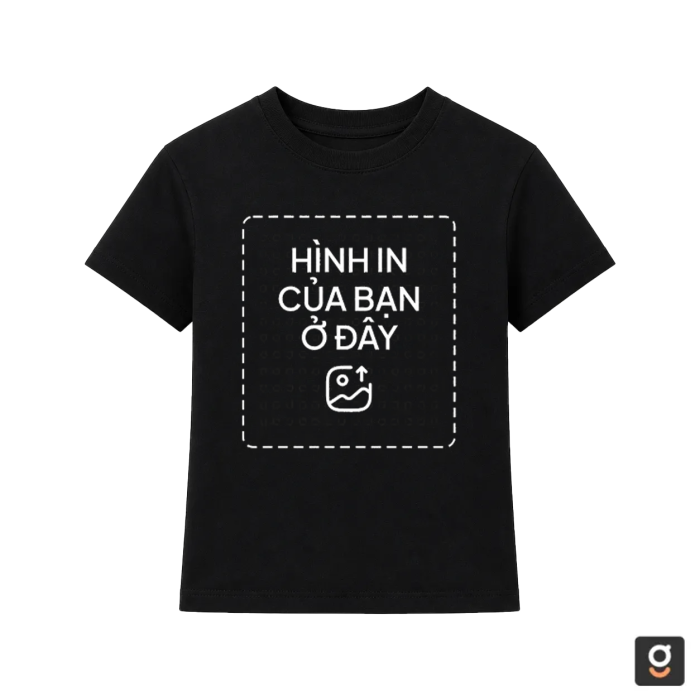 Áo Baby Tee cotton 250GSM màu đen in theo yêu cầu – mặt trước