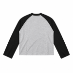 Áo Boxy Raglan 280GSM xám tay đen mặt sau