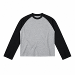Áo Boxy Raglan 280GSM xám tay đen mặt trước