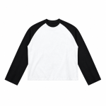 Áo Boxy Raglan 280GSM trắng tay đen mặt trước