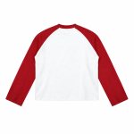 Áo Boxy Raglan 280GSM trắng tay đỏ mặt sau