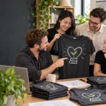 International teachers wearing custom staff shirts for Vietnamese Teachers Day