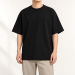 Hình minh họa áo thun oversized Cotton 250GSM màu đen khi mặc