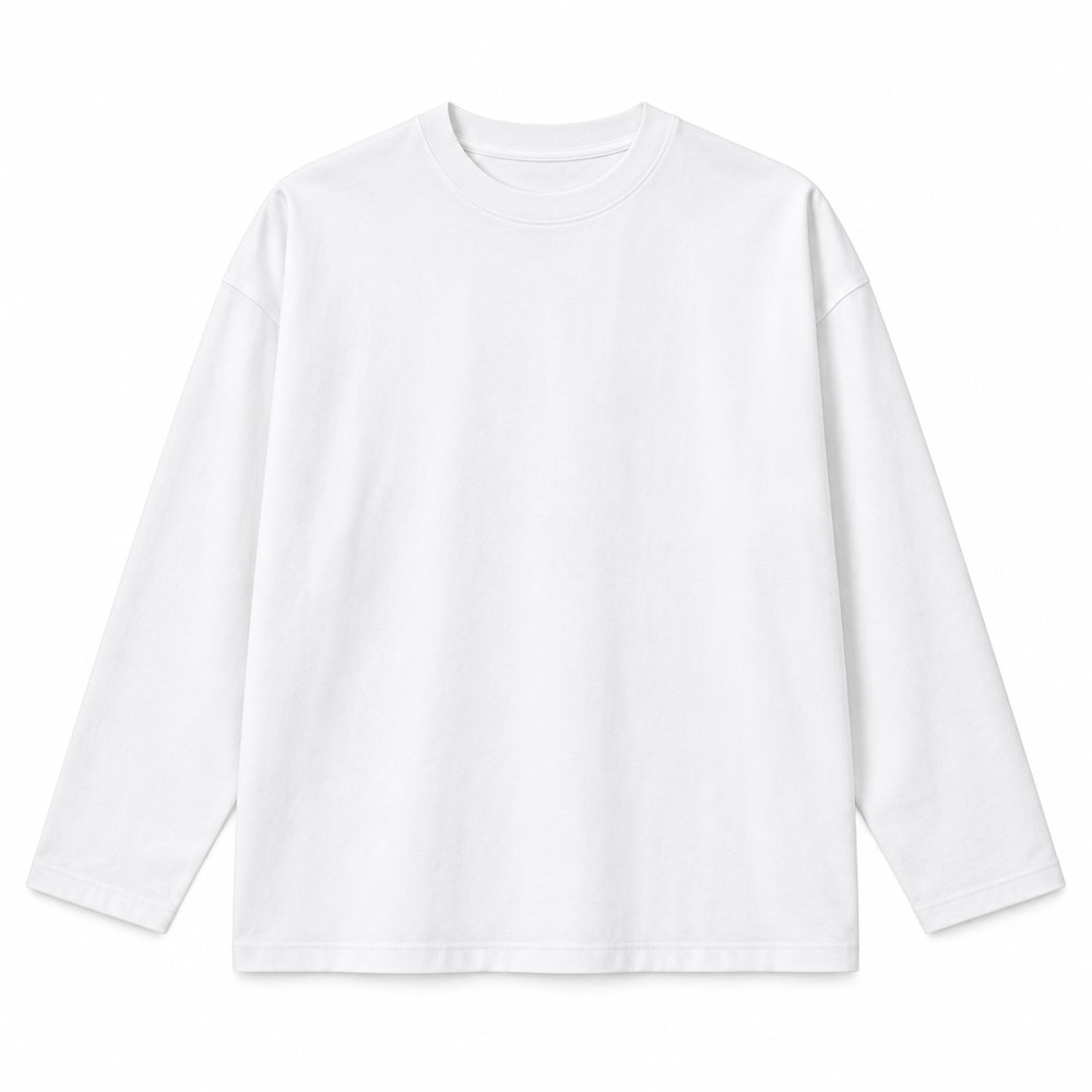 Áo thun dài tay Cotton 250GSM màu trắng mặt trước